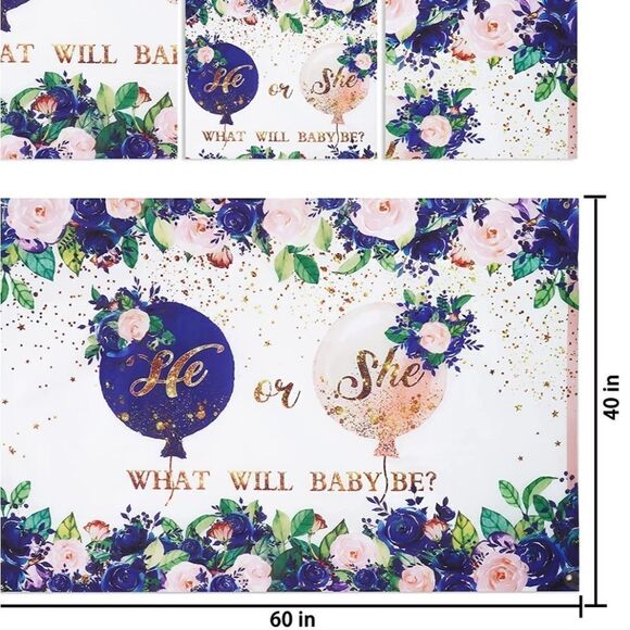 New Baby Gender Reveal Party Decoration Shower Backdrop Photo Background Banner - Picture 5 of 8